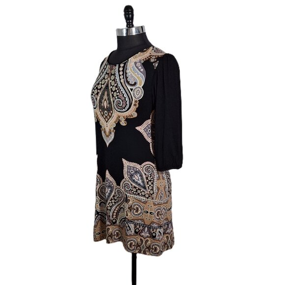 Women's Paisley Tunic, Rayon/Pink, Large, Scoop Neck, 3/4 Balloon Sleeve - Picture 7 of 11